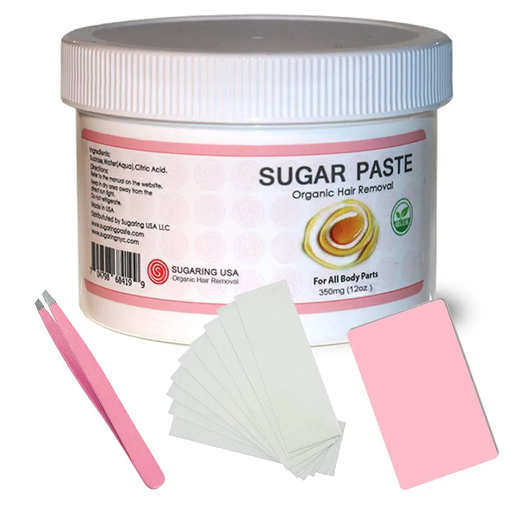Sugaring Paste for Bikini, Brazilian, Arms, Legs Easy to use at home   Bonus Sugaring Tweezer, Sugar Applicator and Stips