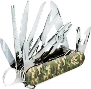 Swiss Eagle 30-in-1 Classic Swiss Pocket Knife, Premium Multi Tool Pocket Knife, Navaja Suiza with Large Blade, Scissor, Screwdriver, Magnifying Glass, Tweezer for Father Day Gifts - Miltary Green