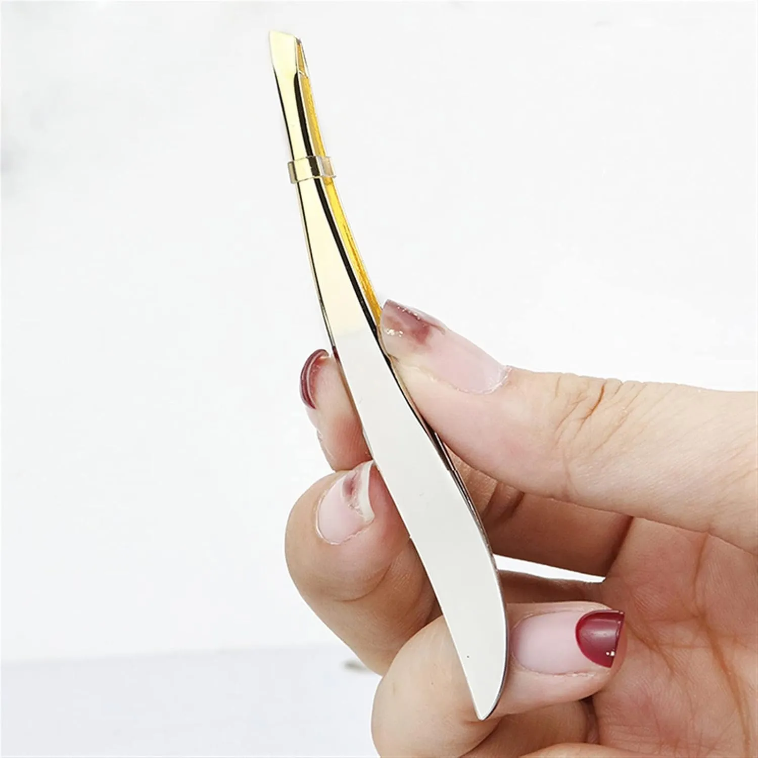 TEMKIN Eyebrow Tweezers 1Pc Makeup Eyelash Extensions Tweezer Stainless Steel Face Eyebrow Hair Removal Clips Slant Tip Eyelashes Tweezers Beauty Tools (Color : 01) Tweezers (Color : 1)