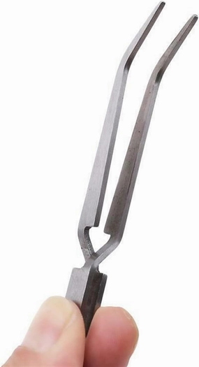 TEMKIN Tweezers Cross Lock Stainless Steel Reverse Action Curved Straight Tweezer Acrylic Nail Shaping Tweezers Maintenance Hand Tools (Color : Silver01) Tweezers (Color : Silver02)