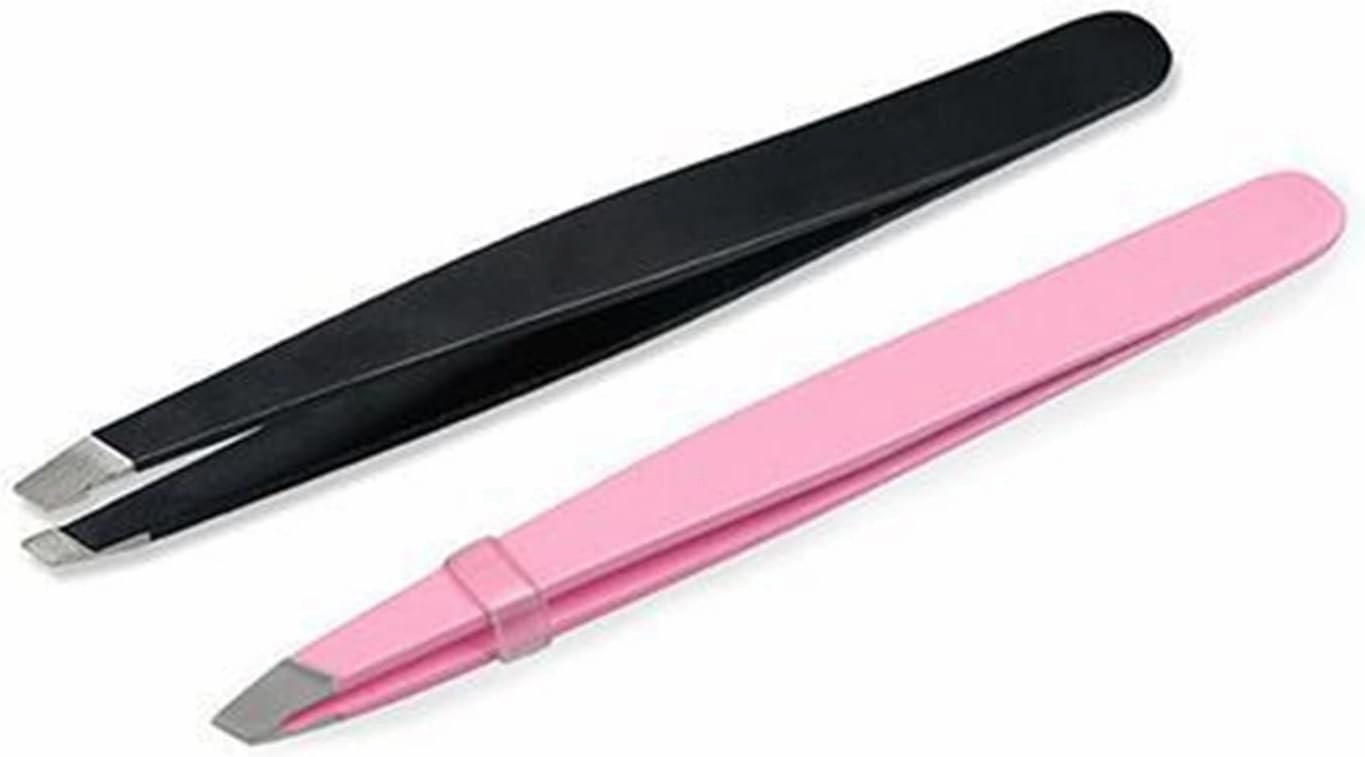 TEMKIN Tweezers Useful Professional Eyebrow Tweezers Hair Beauty Slanted Stainless Steel Tweezer (Color : Pink) Tweezers (Color : Black)