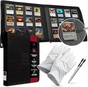 Top Loader Binder | Holds 384 Toploaders | 12-Pocket | Ringless Double-Sided Pockets | Includes Collectors Tweezers & Gloves | Premium Toploader Binder | Ideal for TCG, Sports, and Trading Cards