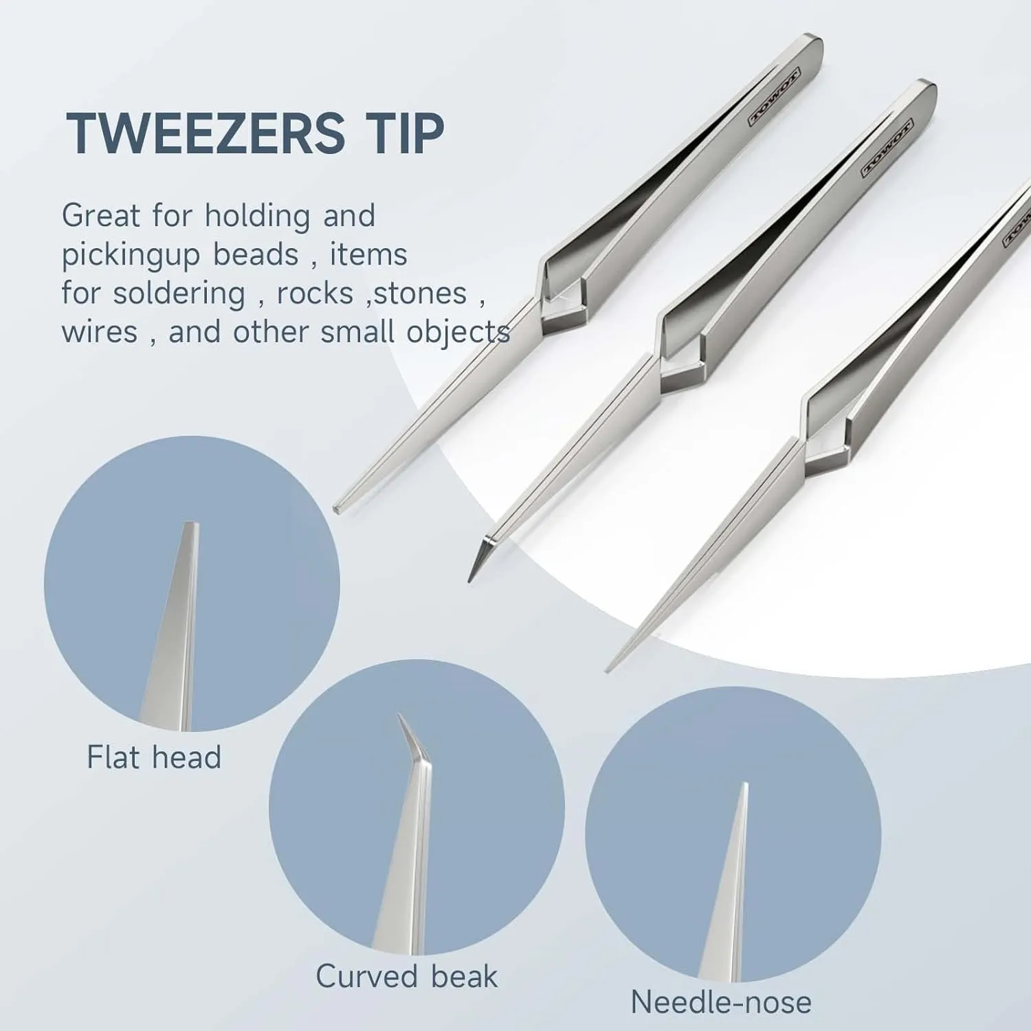 TOWOT Precision Tweezers Reverse Tweezers For Electronic Soldering Precision Reverse Ceramic Tweezers Non-Conductive Heat Resistant (Reverse Tweezer Set)