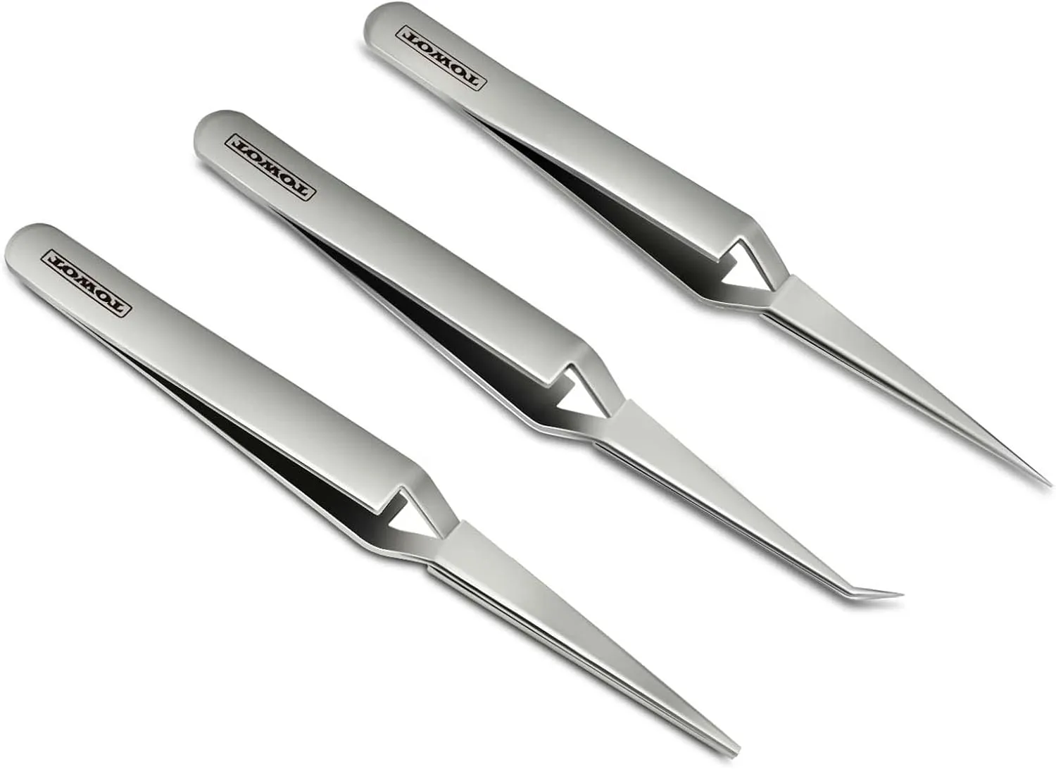 TOWOT Precision Tweezers Reverse Tweezers For Electronic Soldering Precision Reverse Ceramic Tweezers Non-Conductive Heat Resistant (Reverse Tweezer Set)