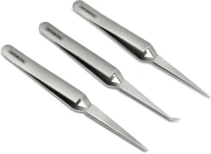 TOWOT Precision Tweezers Reverse Tweezers For Electronic Soldering Precision Reverse Ceramic Tweezers Non-Conductive Heat Resistant (Reverse Tweezer Set)