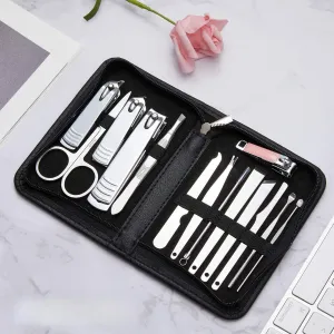 Travel Mini Nail Set 20 Pcs Professional Manicure Set Stainless Steel Nail Clipper Kit Pedicure Scissor Tweezer Nail Care Tool Sets Portable Travel Beauty kit (Color : 14pcs, Size : Free) (Silver Fr