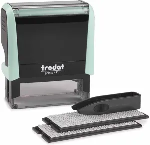 Trodat Printy 4913 Self Inking Pastel Green DIY Stamp Kit with Black Ink – 5 Lines, Impression Size: 7/8” x 2-3/8” inch