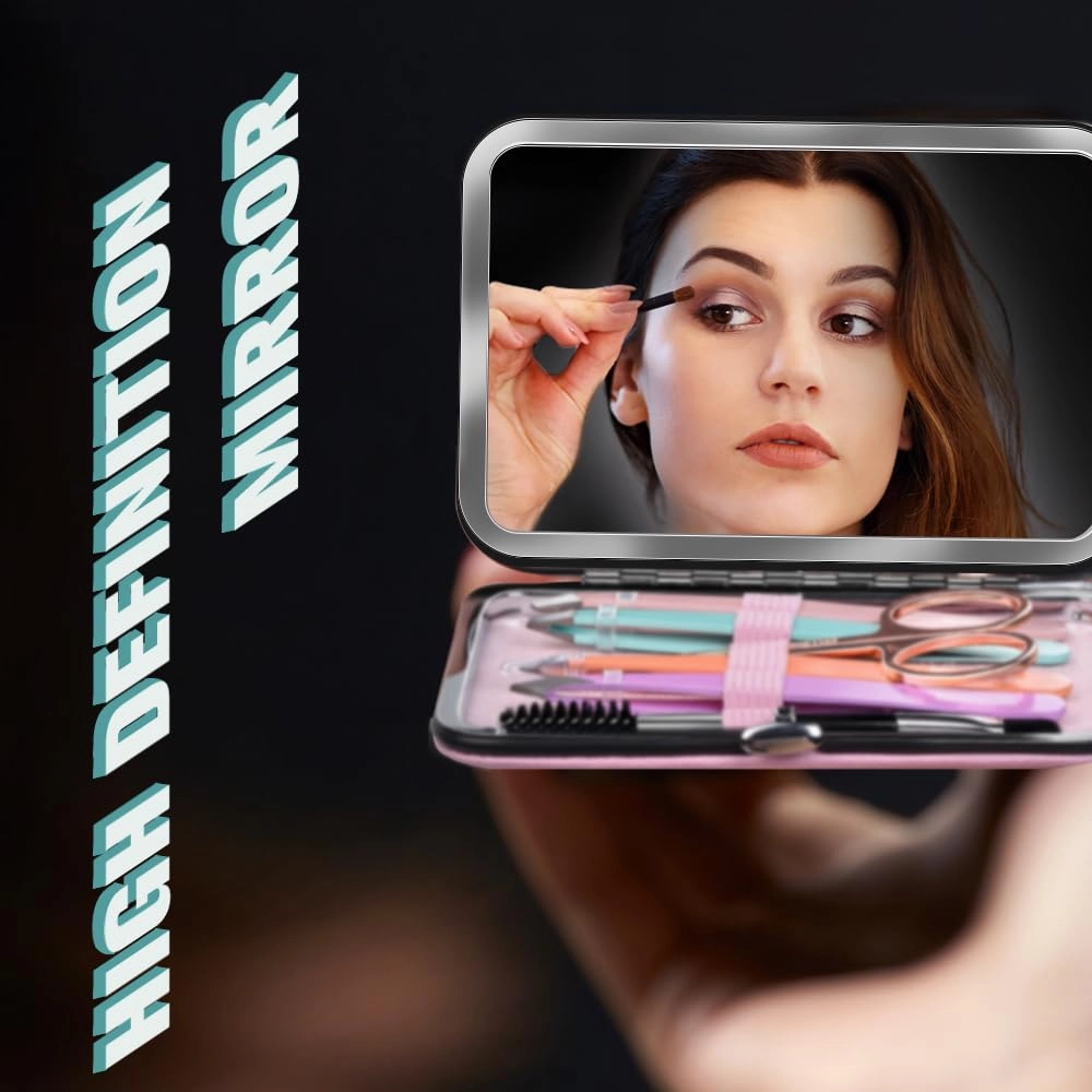 TsMADDTs Tweezers for Women Facial Hair - Precision Tweezers Set with Travel Case - Stainless Steel with Scissor, Mirror