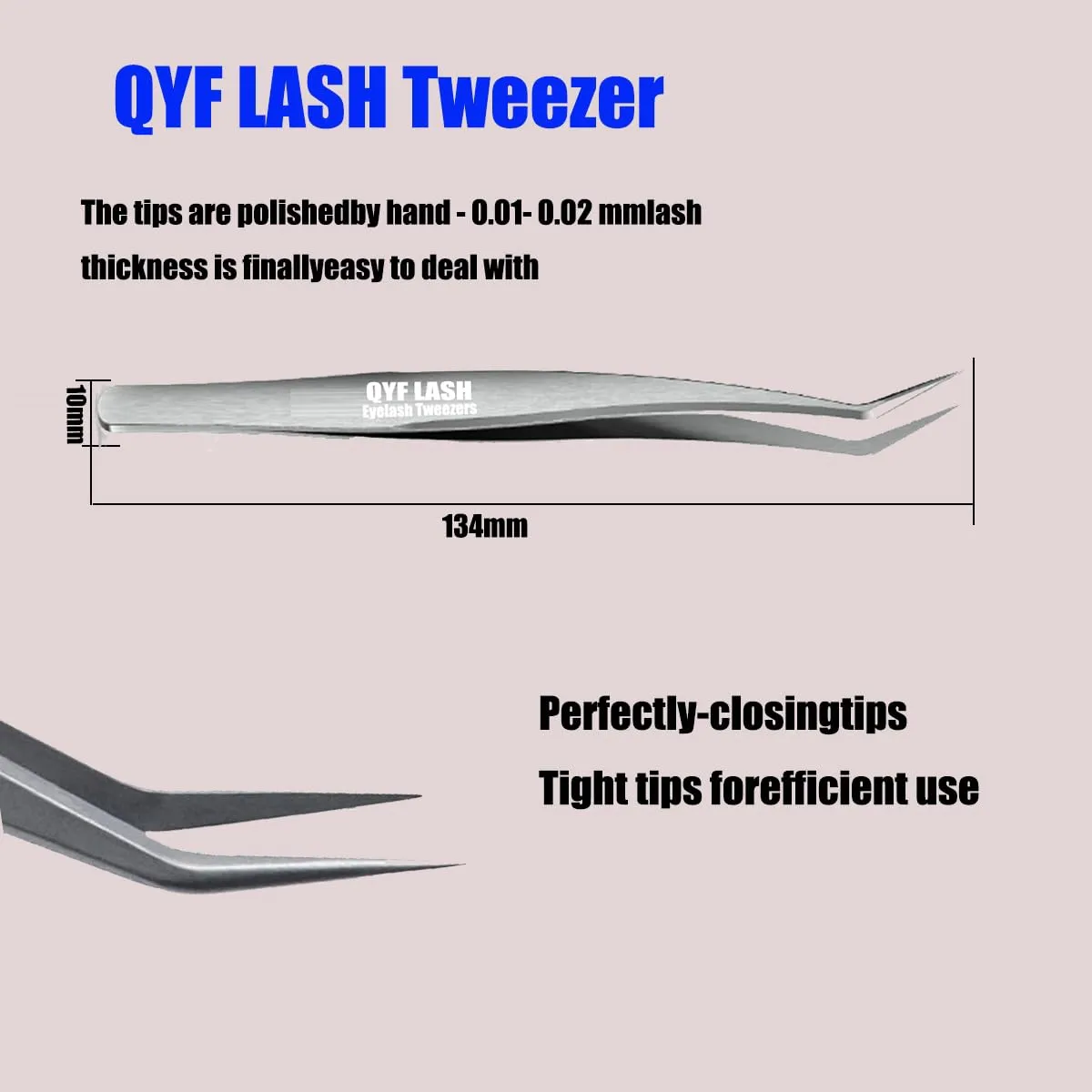 TW-2 Eyelash Extension Tweezers/Precision Tool for False Lashes/Supplies for Volume Extensions & Premade FansApplication/Curved Tweezer Tip/Beauty Accessories/Eyelashes Tools