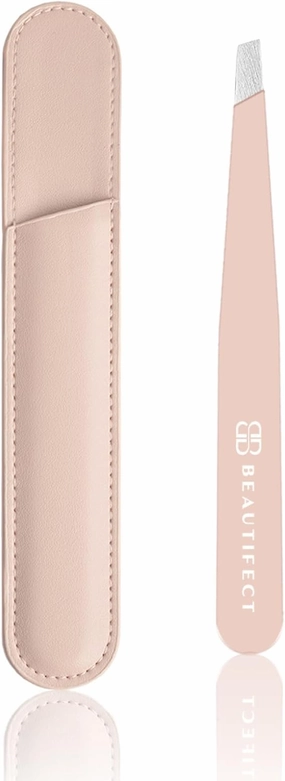 Tweezer - Precision Tweezer for Facial Hair - Eyebrow Tweezer for Women - Stainless Steel Tweezer with Complimentary Vegan Leather Sleeve for Protection