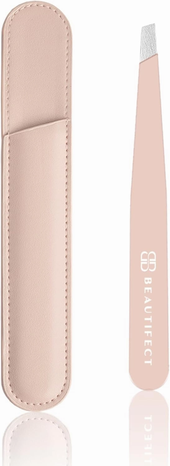 Tweezer - Precision Tweezer for Facial Hair - Eyebrow Tweezer for Women - Stainless Steel Tweezer with Complimentary Vegan Leather Sleeve for Protection