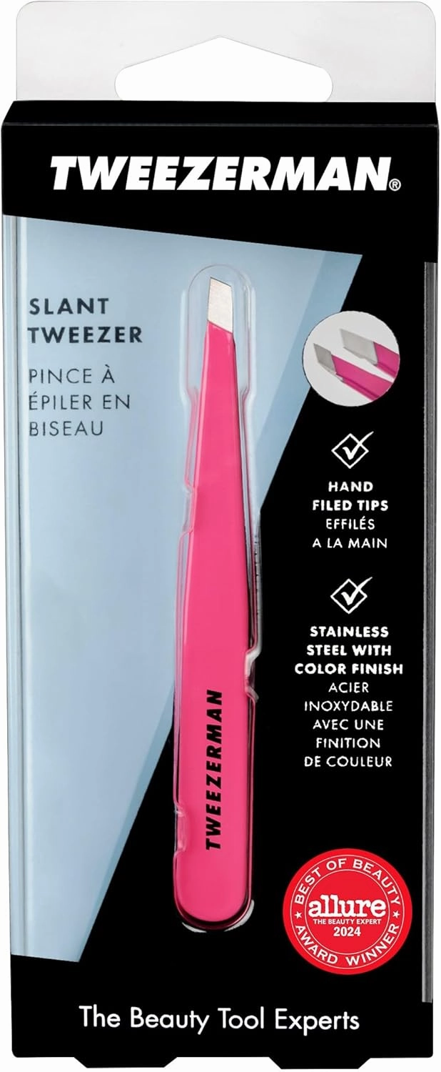 Tweezer Professional Stainless Steel Award Winning Slant, Pink (ZW-1230-NPP)