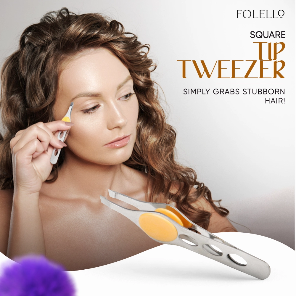 Tweezer with Rubber Grip, Square Tip (GB-3023)