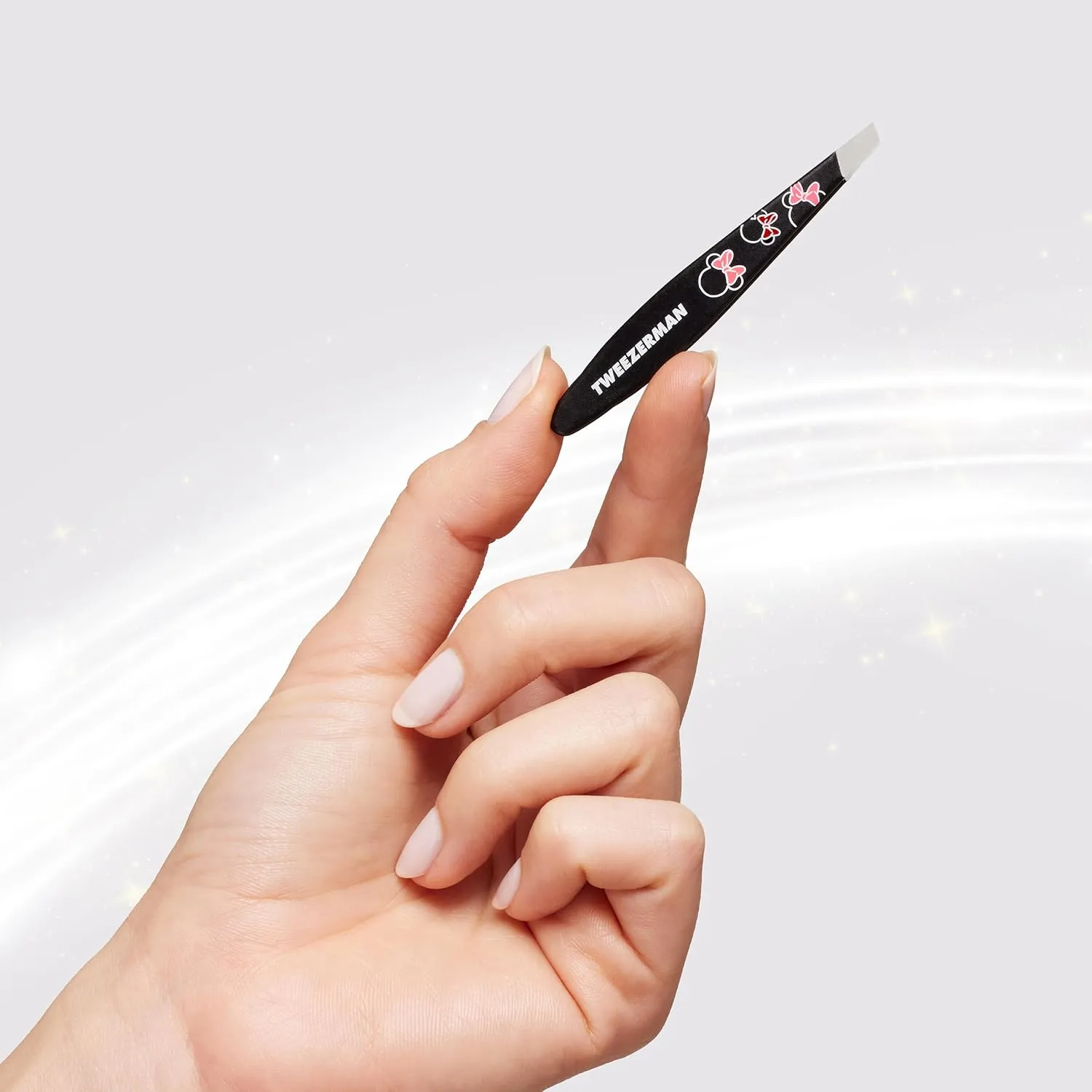 Tweezerman Disney's Minnie Mouse Ear-esistible Mini Slant Tweezer - Tweezers for Eyebrows, Travel Tweezers for Eyebrows, Facial Hair, Ingrown Hair
