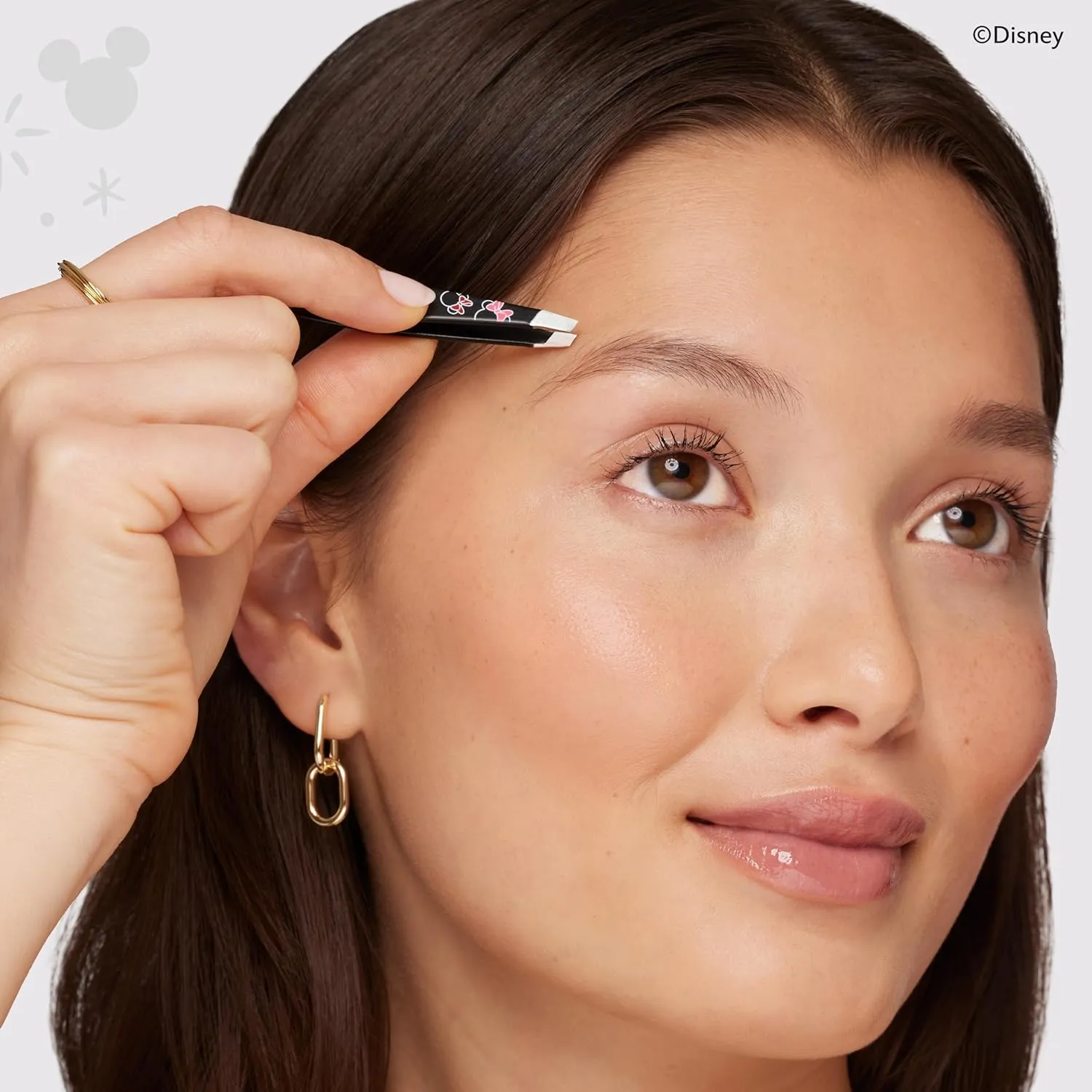 Tweezerman Disney's Minnie Mouse Ear-esistible Mini Slant Tweezer - Tweezers for Eyebrows, Travel Tweezers for Eyebrows, Facial Hair, Ingrown Hair