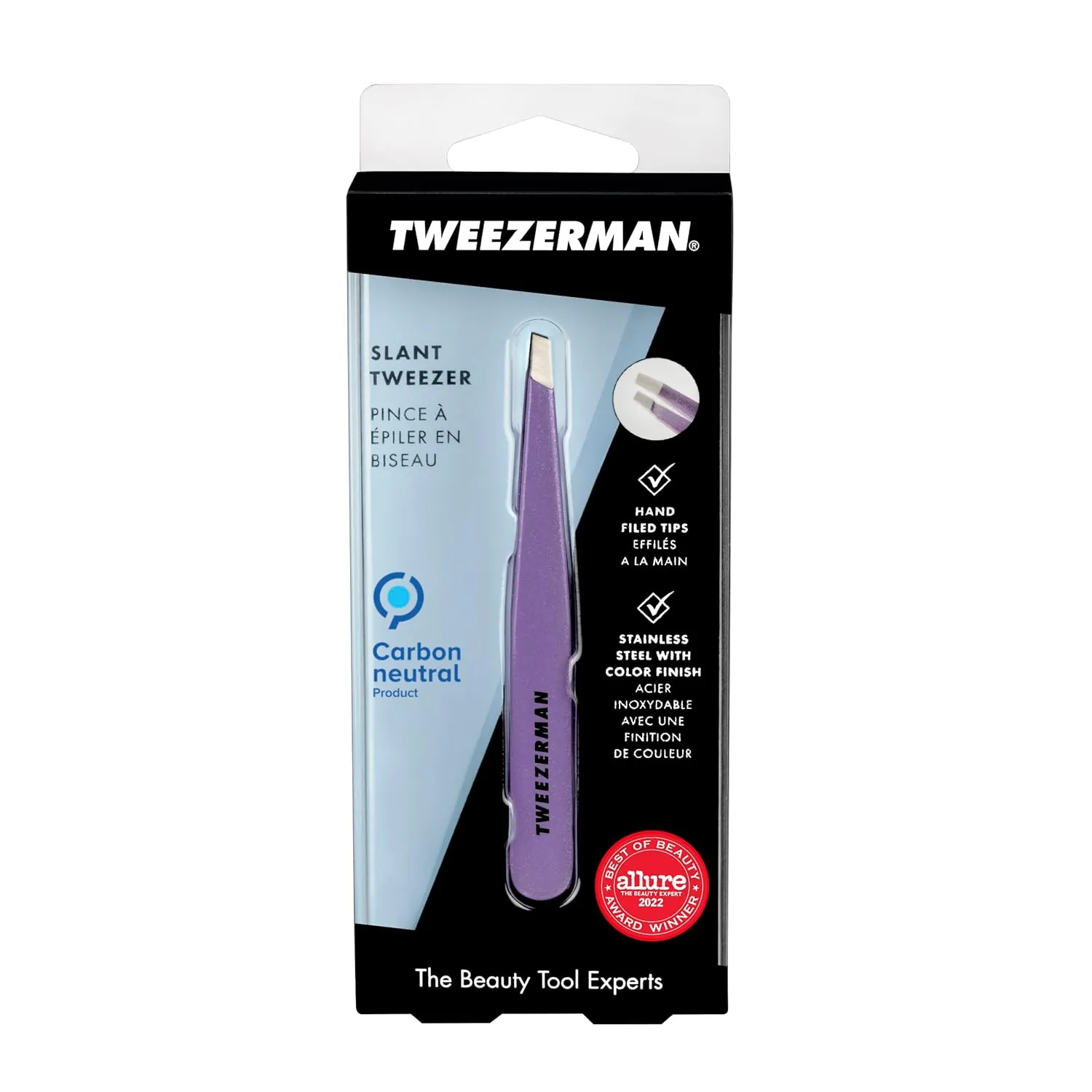 Tweezerman Exclusive Lavender Ice Slant Tweezer - Hair Removal Tweezers, Stainless Steel