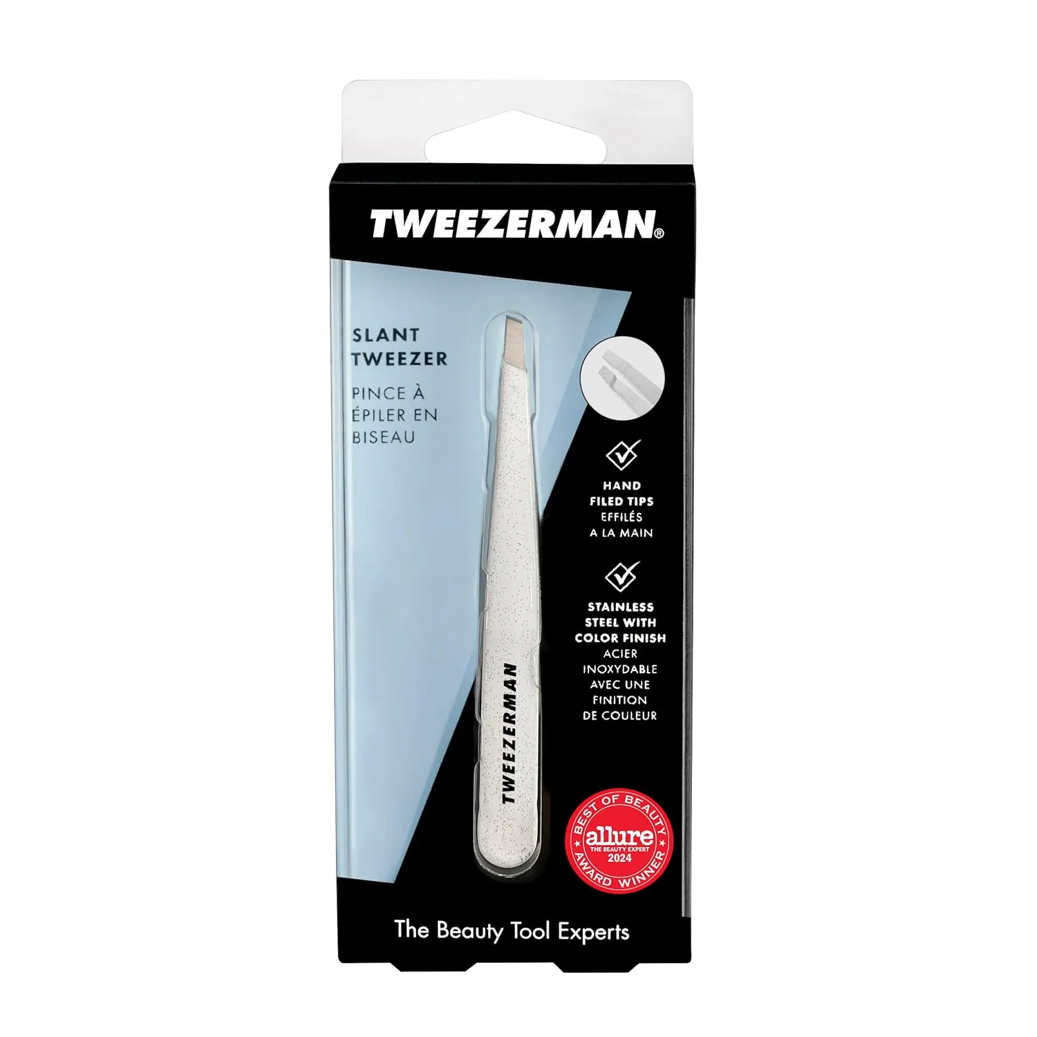 Tweezerman Exclusive Moon Dust Slant Tweezer - Hair Removal Tweezers, Stainless Steel