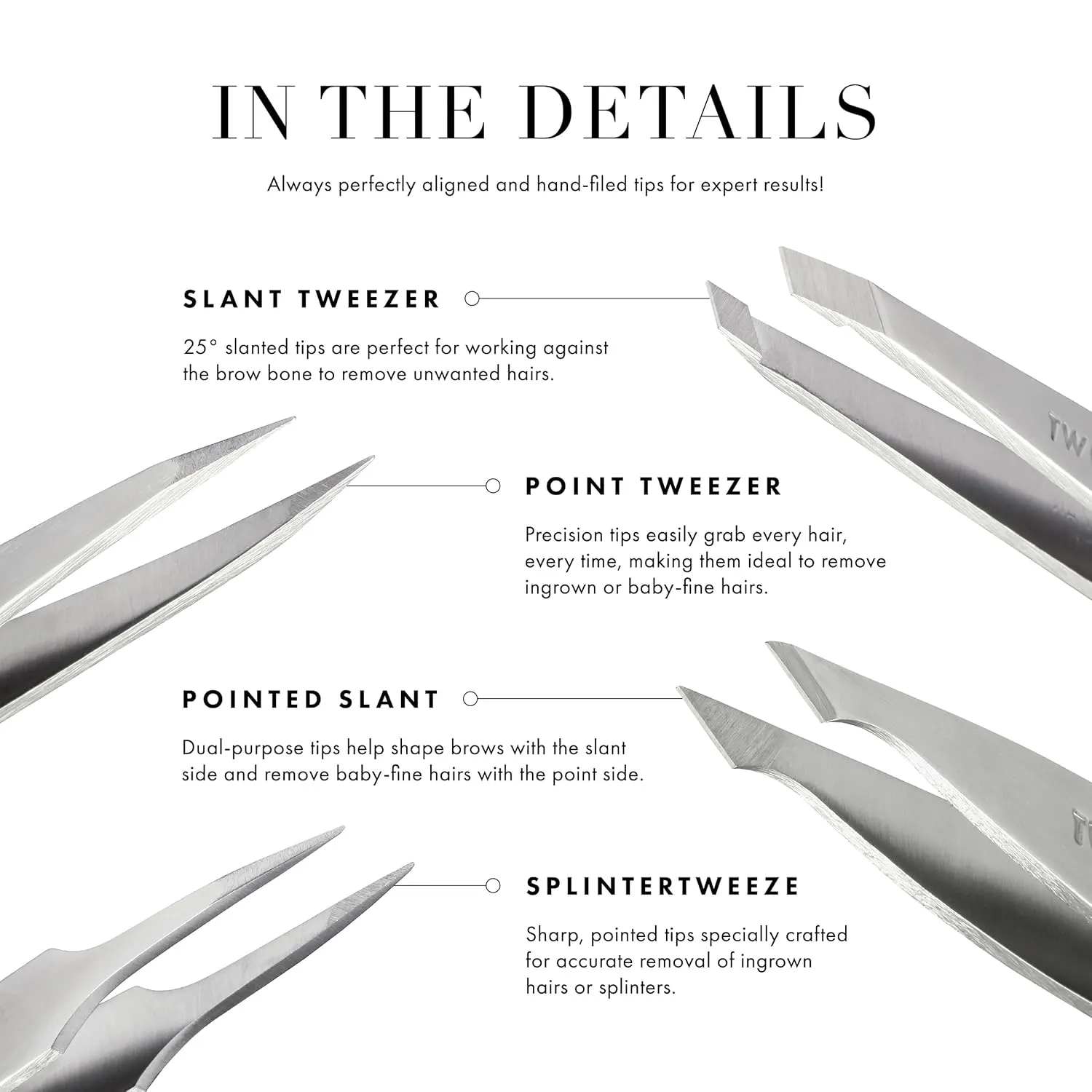 Tweezerman Exclusive Moon Dust Slant Tweezer - Hair Removal Tweezers, Stainless Steel