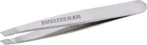 Tweezerman Mini Slant Tweezer - Tweezers for Eyebrows, Travel Tweezers for Eyebrows, Facial Hair, Ingrown Hair (Classic Stainless)
