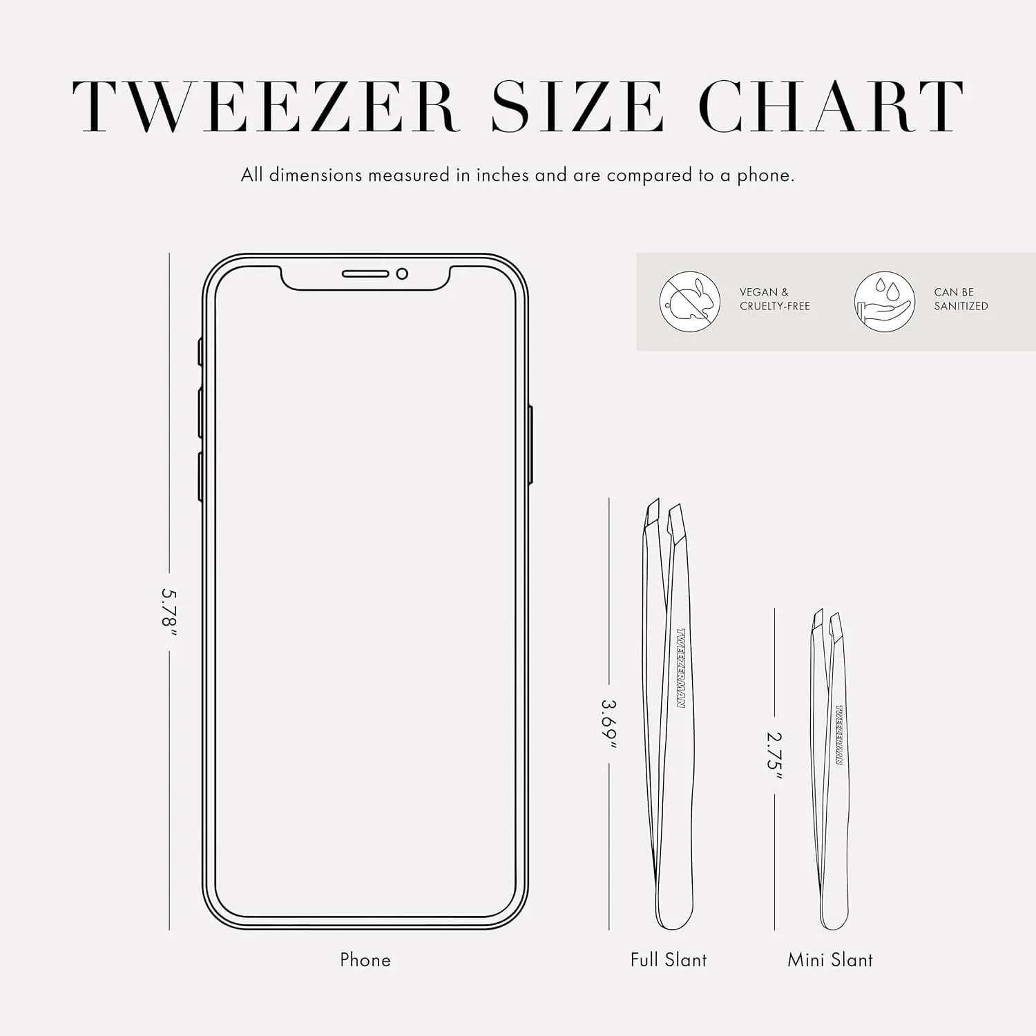Tweezerman Mini Slant Tweezer - Tweezers for Eyebrows, Travel Tweezers for Eyebrows, Facial Hair, Ingrown Hair (Classic Stainless)