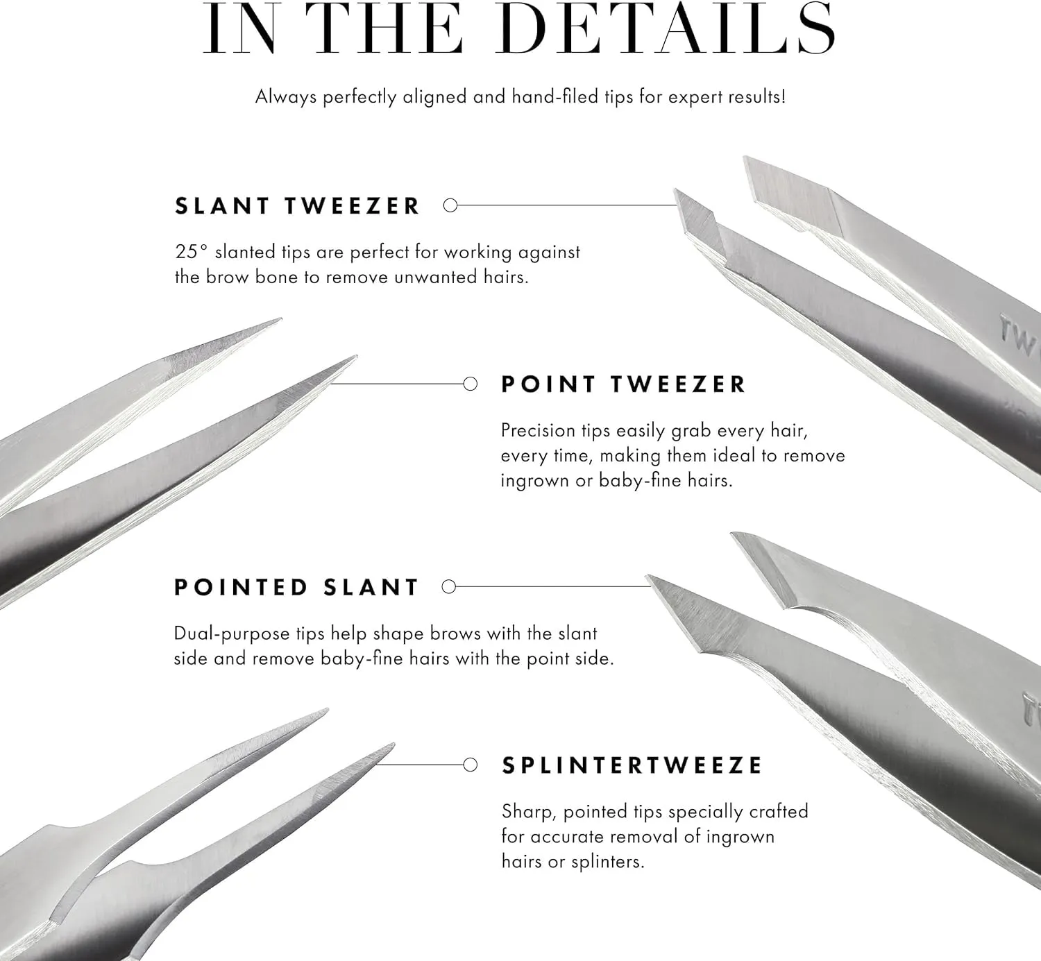 Tweezerman Mini Slant Tweezer - Tweezers for Eyebrows, Travel Tweezers for Eyebrows, Facial Hair, Ingrown Hair (Classic Stainless)