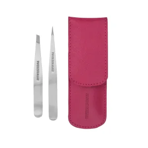 Tweezerman Petite Tweeze Set with Pink Case Model No. 4048-PKR, Leather