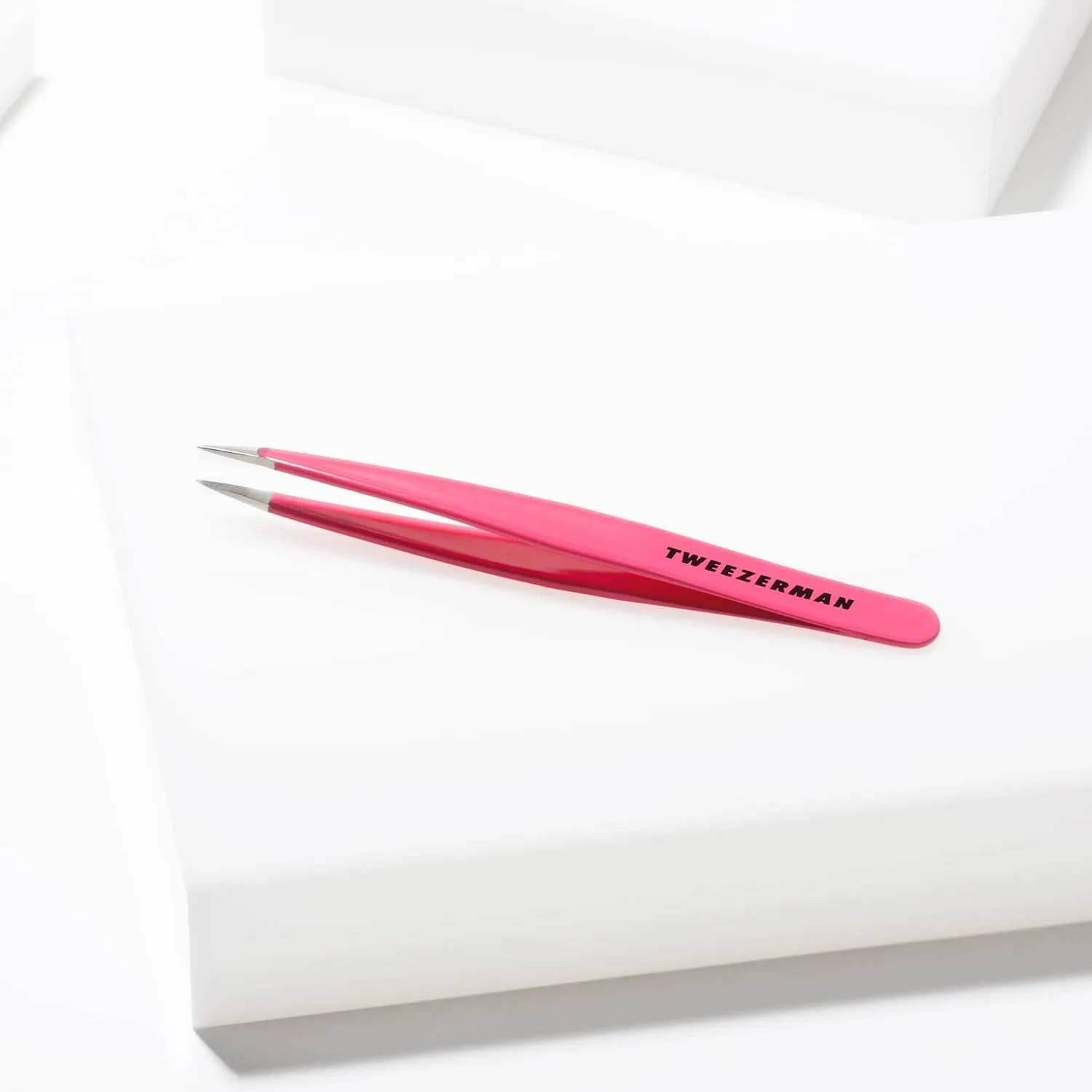 Tweezerman Stainless Steel Point Tweezer - Eyebrow Precision Tweezers, Facial and Ingrown Hair Removal (Pretty In Pink)