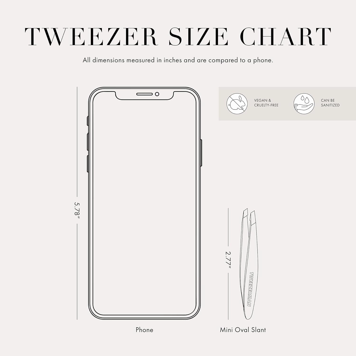 Tweezerman NYC Mini Slant Tweezer - Tweezers for Eyebrows, Travel Tweezers for Eyebrows, Facial Hair, Ingrown Hair