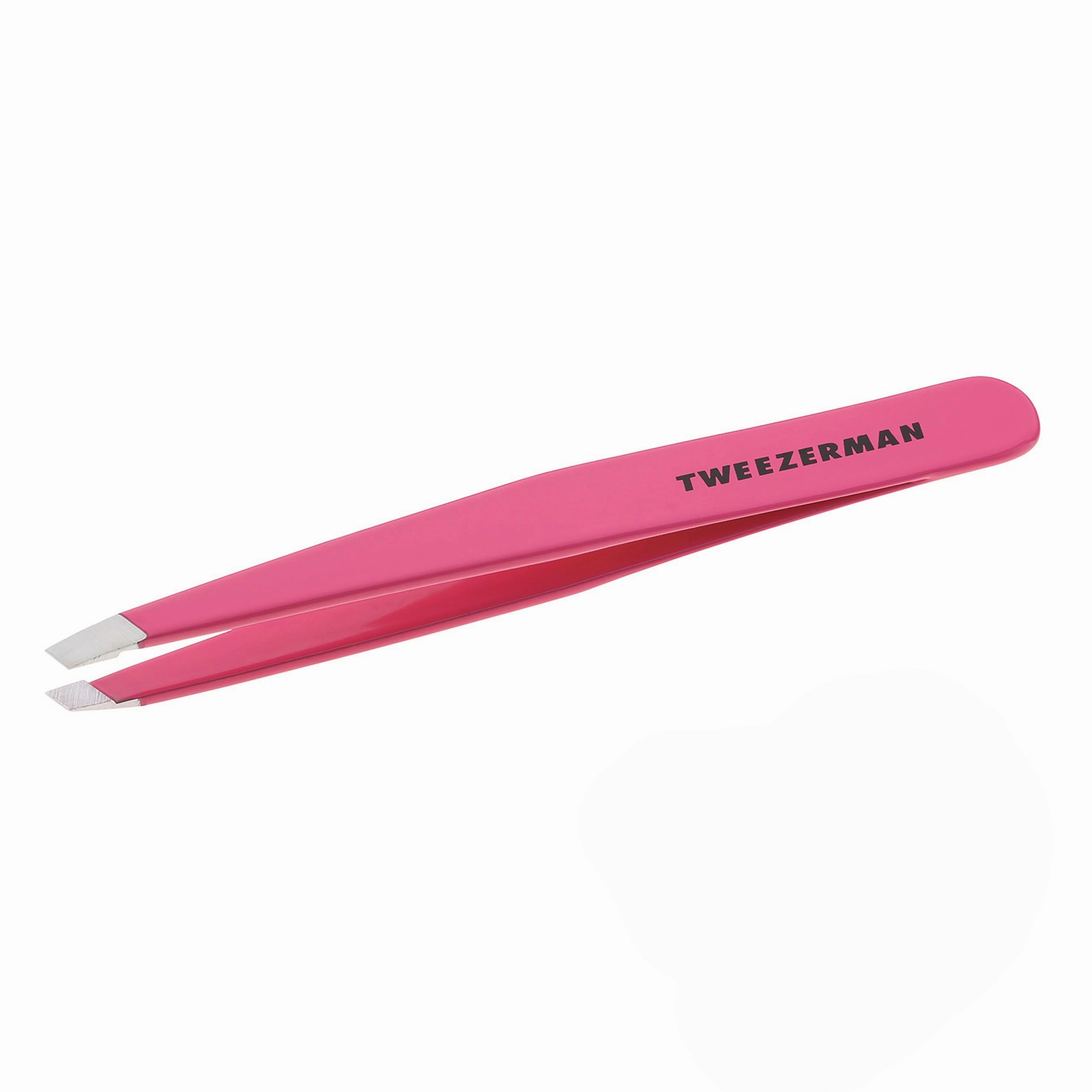 Tweezerman Stainless Steel Slant Tweezer - Eyebrow Tweezers for Women and Men (Neon Pink)