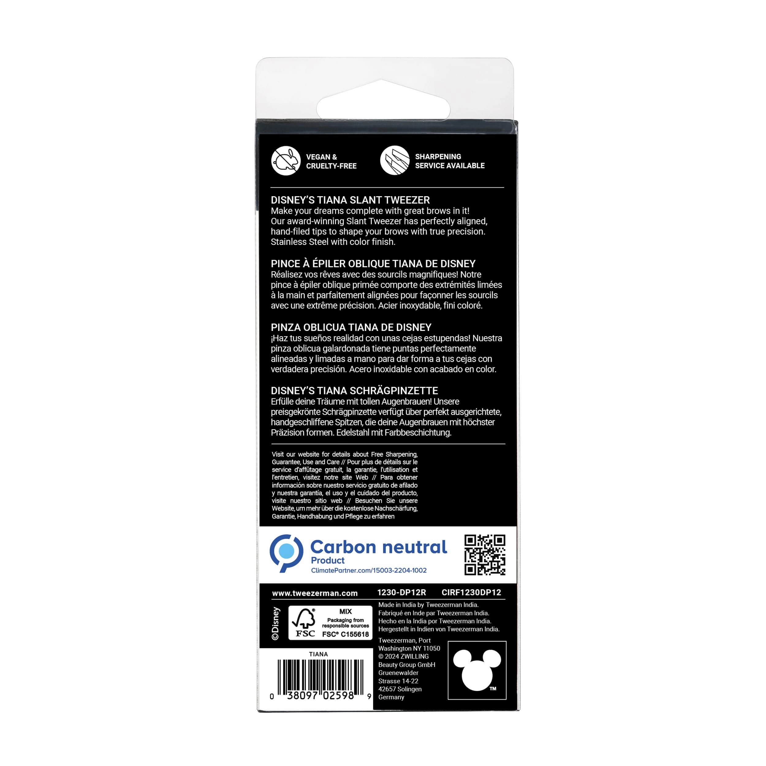 Tweezerman Tiana Slant Tweezer - Eyebrow Tweezers for Women and Men