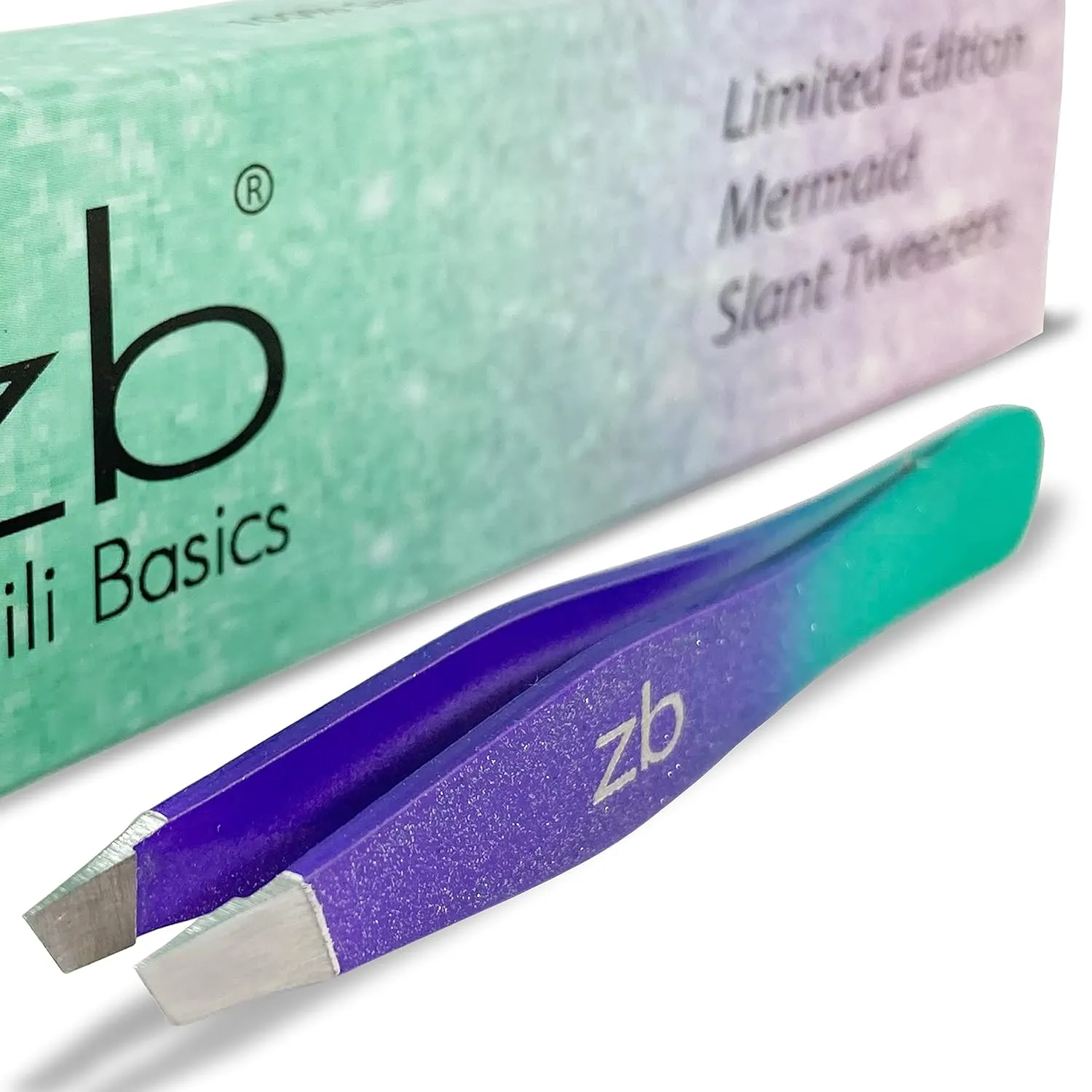 Tweezers - Limited Edition Mermaid Slant Tip - Best Tweezer for Eyebrow, Facial Hair Removal and your Precision Needs