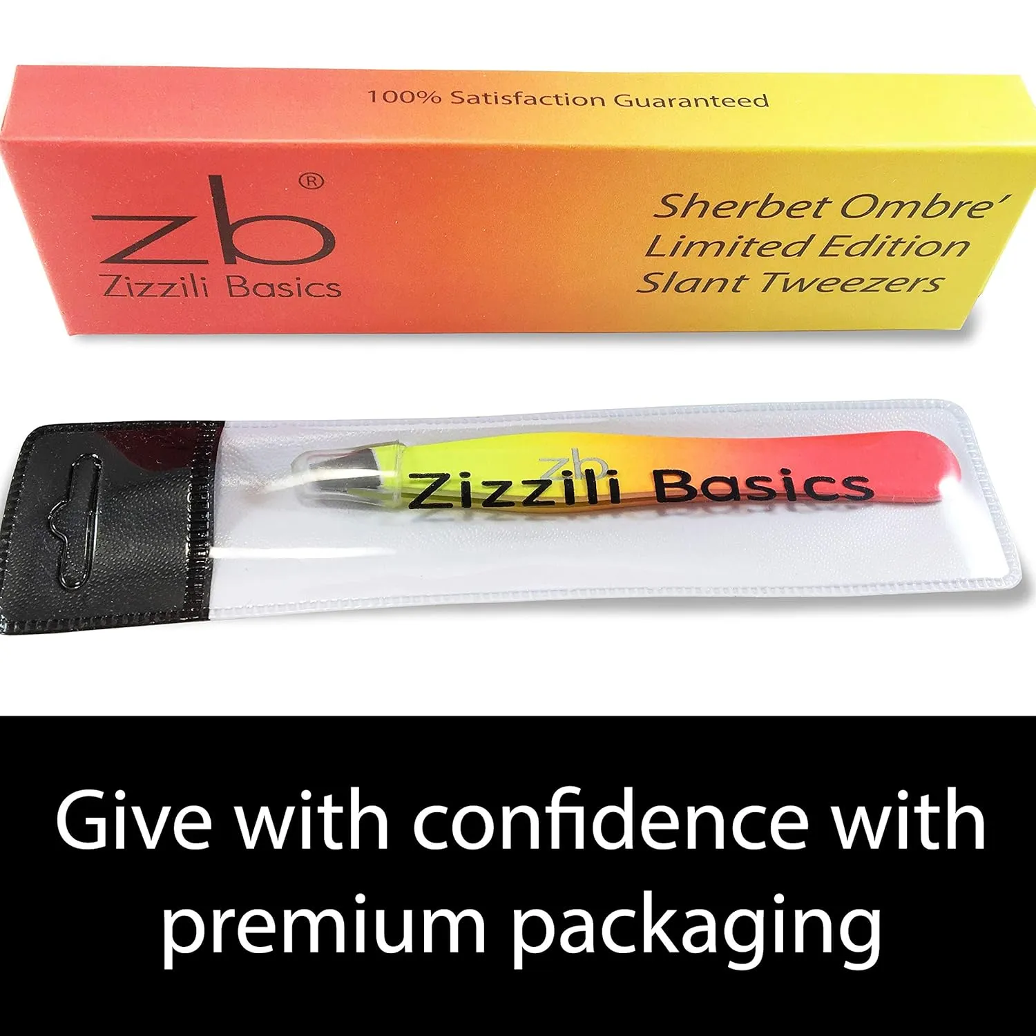 Tweezers - Limited Edition Sherbet Ombre Slant Tip - Best Tweezer for Eyebrow, Facial Hair Removal and your Precision Needs