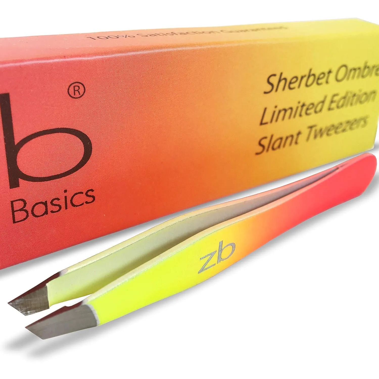 Tweezers - Limited Edition Sherbet Ombre Slant Tip - Best Tweezer for Eyebrow, Facial Hair Removal and your Precision Needs