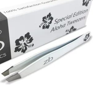 Tweezers - Special Edition Aloha Slant Tip Tweezer - Best Tweezers for Eyebrow, Facial Hair Removal and Your Precision Needs