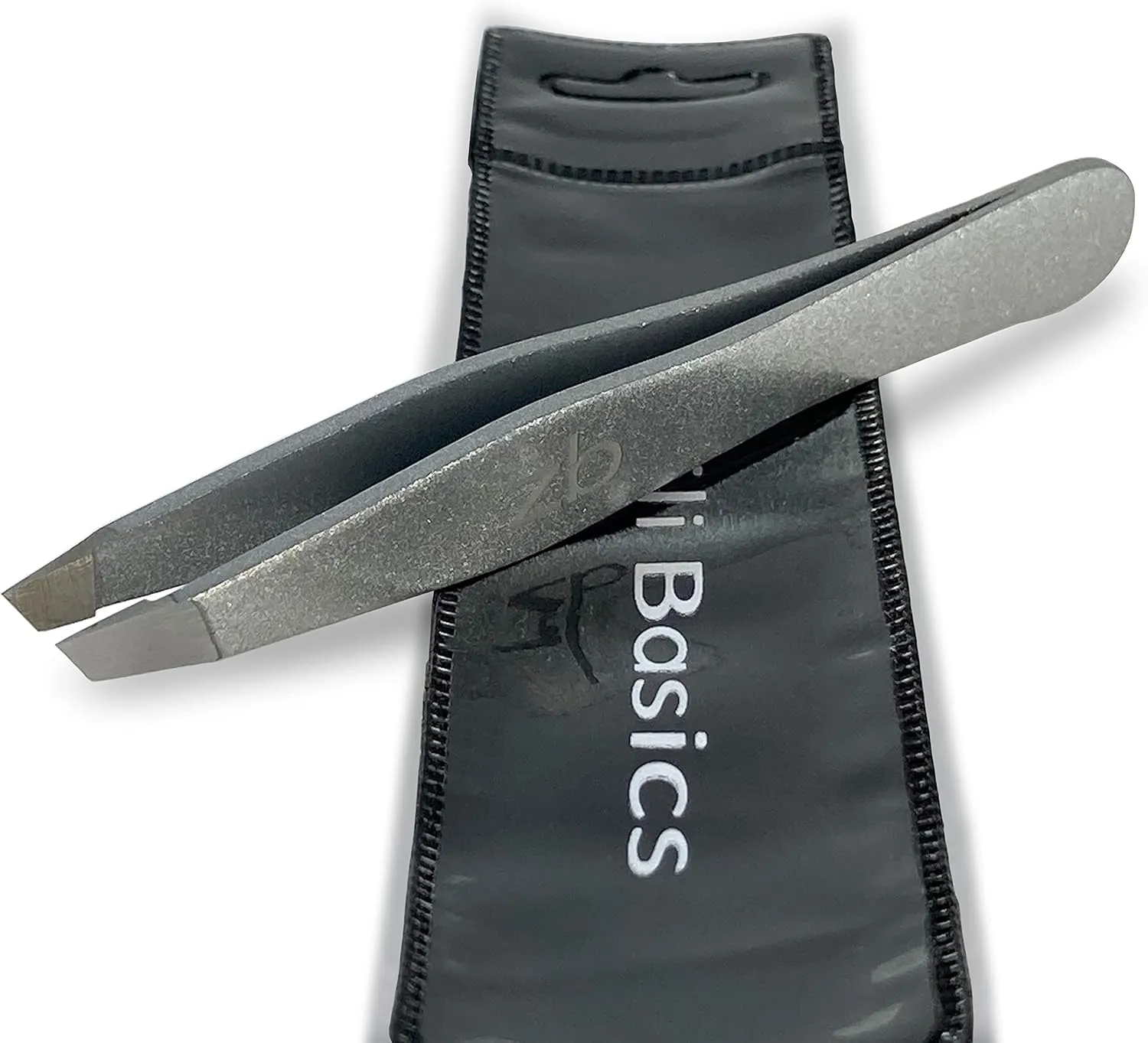 Tweezers - Surgical Grade Stainless Steel - Slant Tip for Expert Eyebrow Shaping and Facial Hair Removal - with Bonus Protective Pouch - Best Tweezer for Men and Women