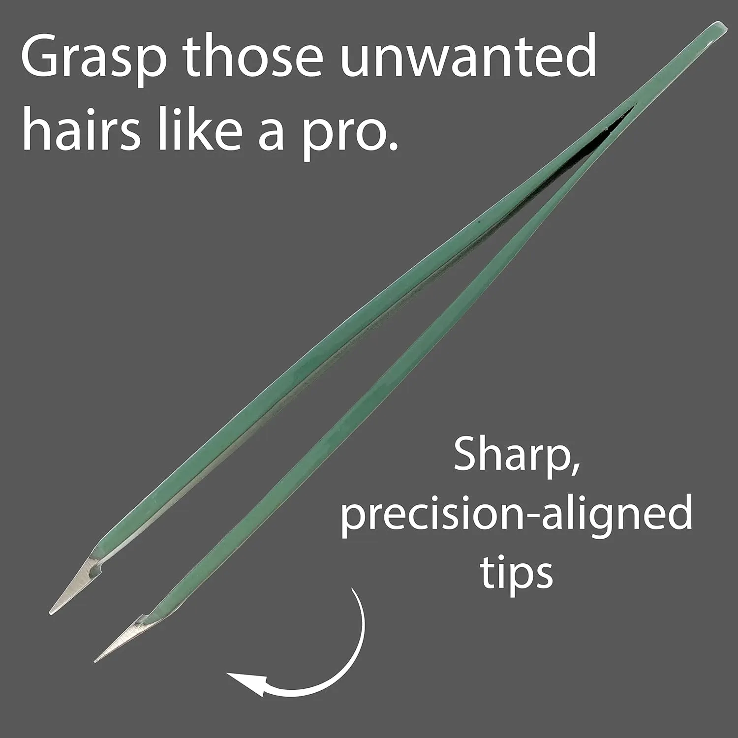 Tweezers – Surgical Grade Stainless Steel - Slant Tip for Expert Eyebrow Shaping and Facial Hair Removal – with Protective Pouch (Sage)