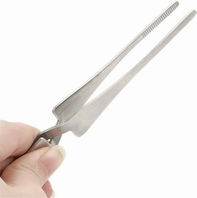 Tweezers Cross Lock Stainless Steel Reverse Action Curved Straight Tweezer Acrylic Nail Shaping Tweezers Maintenance Hand Tools Precision Tweezers Set (Size : Straight)