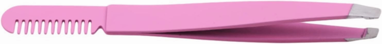 Tweezers Eyebrow Tweezer Eyebrow Comb Beauty Slanted Puller Stainless Steel Eye Brow Clips Hair Removal Makeup Toos (Color : Black) Tweezers(Pink)