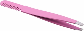 Tweezers Eyebrow Tweezer Eyebrow Comb Beauty Slanted Puller Stainless Steel Eye Brow Clips Hair Removal Makeup Toos (Color : Black) Tweezers(Pink)