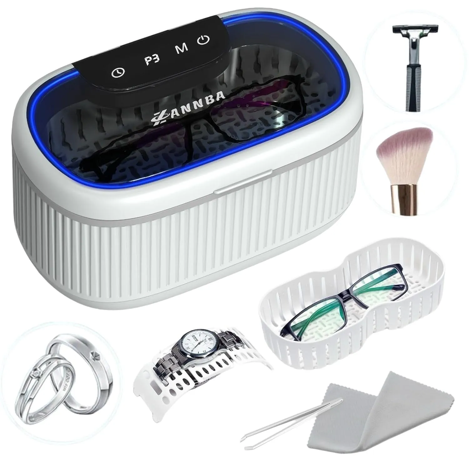 Ultrasonic Jewelry Cleaner 45KHz – 550ml Digital Sonic Cleaner with 5 Timers, 3 Power Levels, LED Light, Degas – Professional Cleaning Machine for Rings, Glasses, Retainers, Dentures & Watches