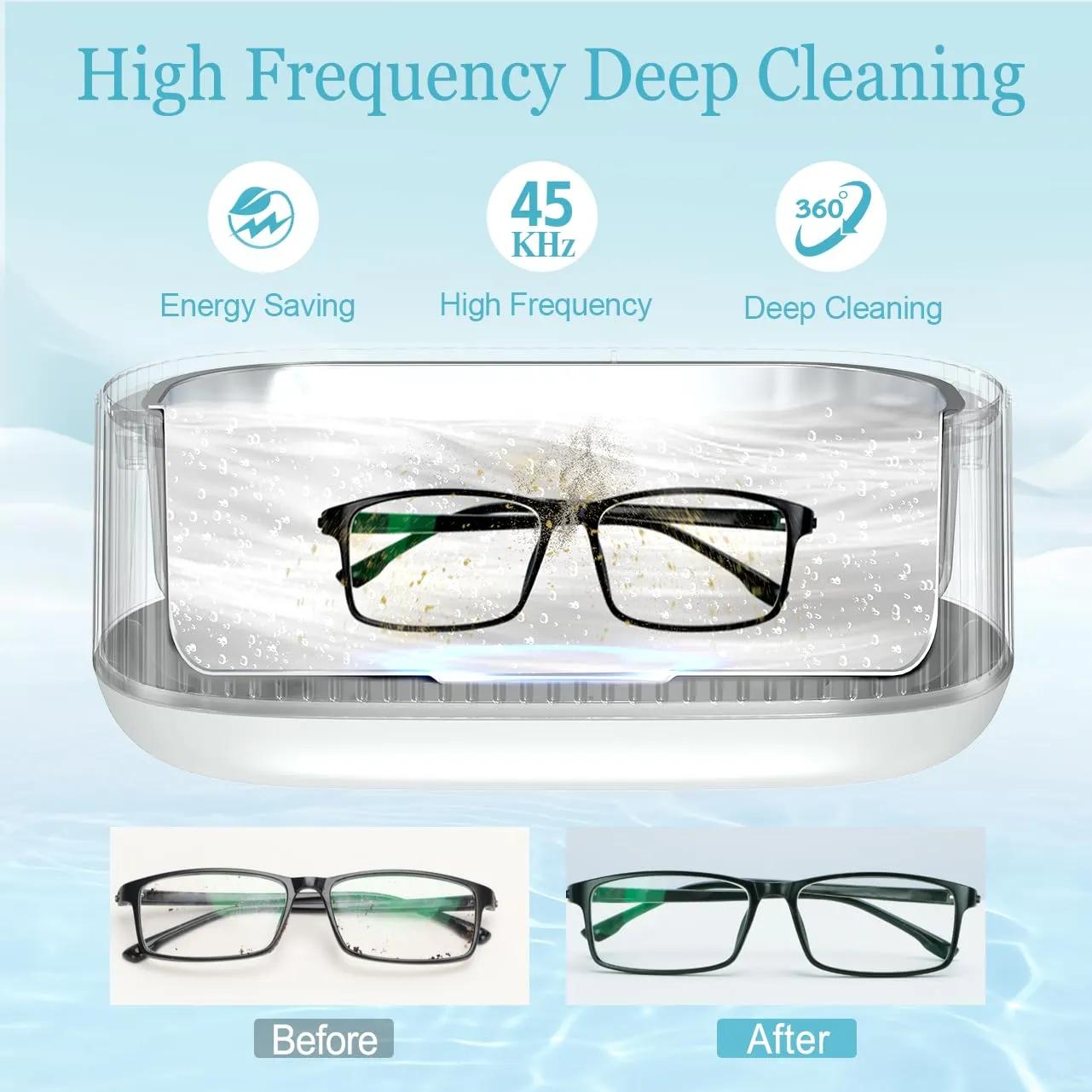 Ultrasonic Jewelry Cleaner, Professional Digital Ultrasonic Cleaner Adjustable Power with Lights & Timers, 550ML Sonic Cleaner with Basket Watch Stand for Rings, Retainers, Eyeglasses, Dentures, Coins