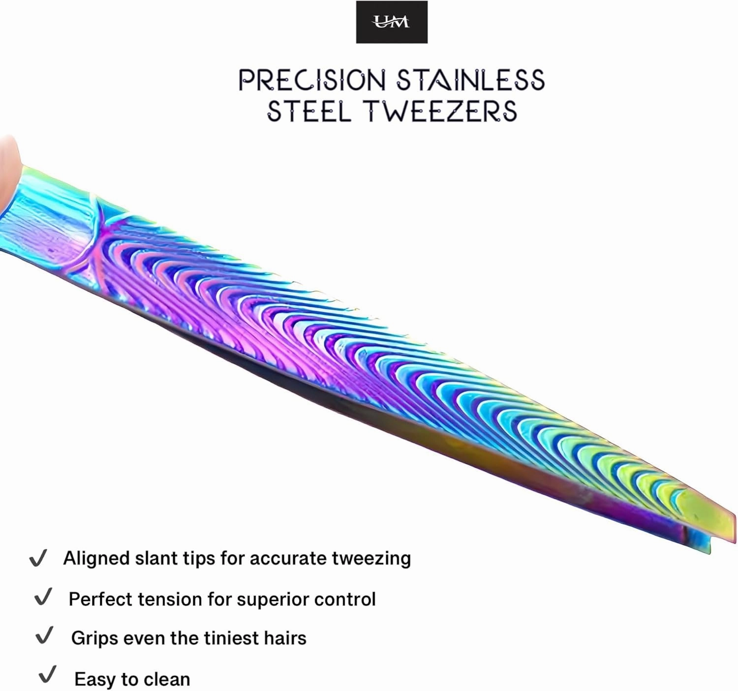 UM Supplies Hair Removal Tweezer | Slanted Eyebrow Tweezer | Tweezers for Men, Women & Kids, Stainless Steel | Titanium