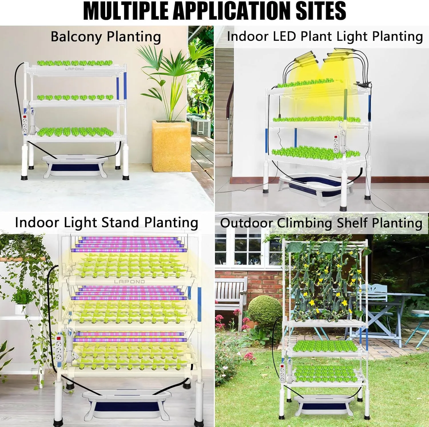 Upgraded Hydroponics Growing System Kit,108 Plant Sites 3 Layers Food-Grade PVC-U Pipes Hydroponic Grow Kit Gardening System for Vegetables,Flowers,Fruits,Herbs