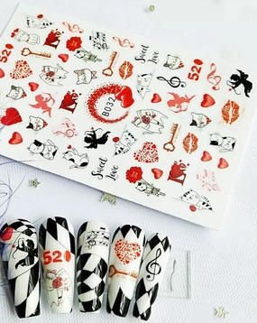 Valentine Hearts Love Cupid Fashion Make up Nail Sticker