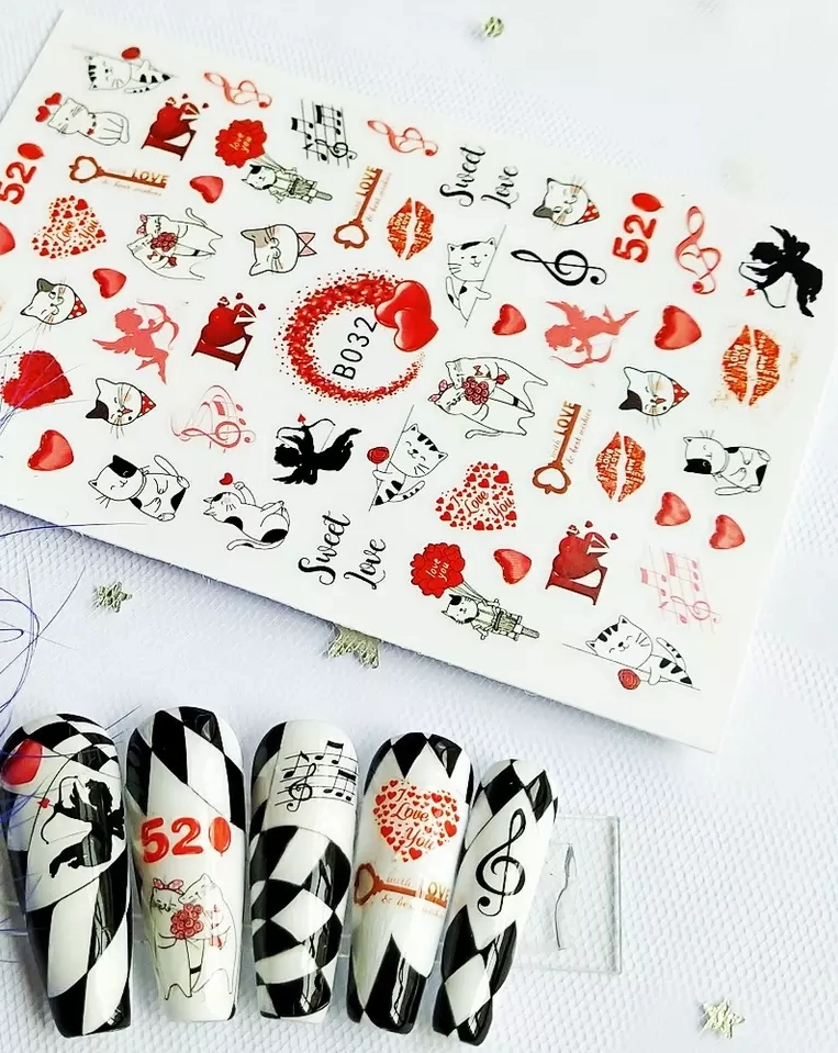 Valentine Hearts Love Cupid Fashion Make up Nail Sticker