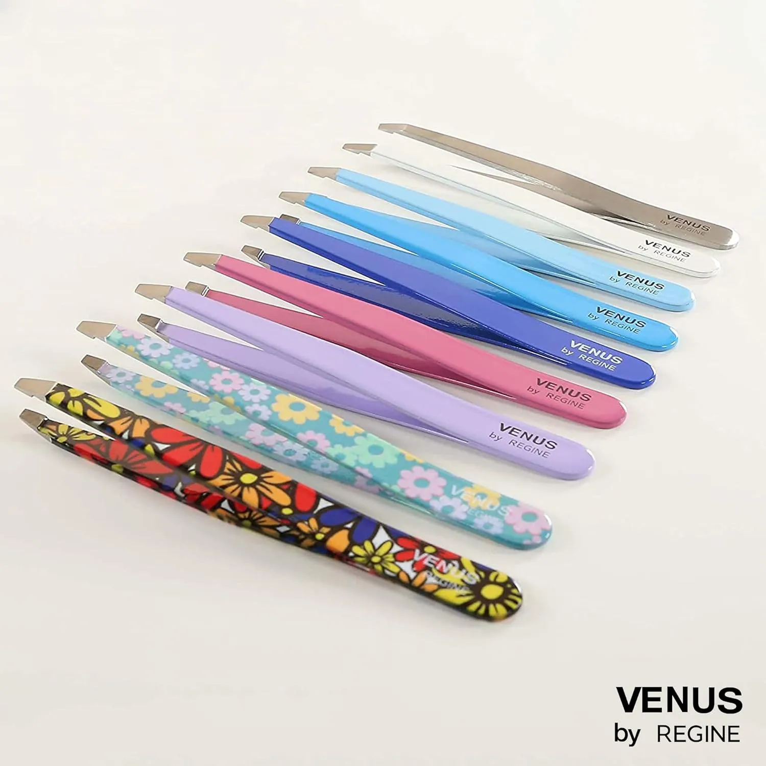 Venus by Regine Slant Tweezers - Handmade Precision Tool for Women & Men, 25-Degree Angle for Shaping Eyebrows & Grooming Facial Contours, Suitable for Eyebrow & Facial Hair Removal (Blue)