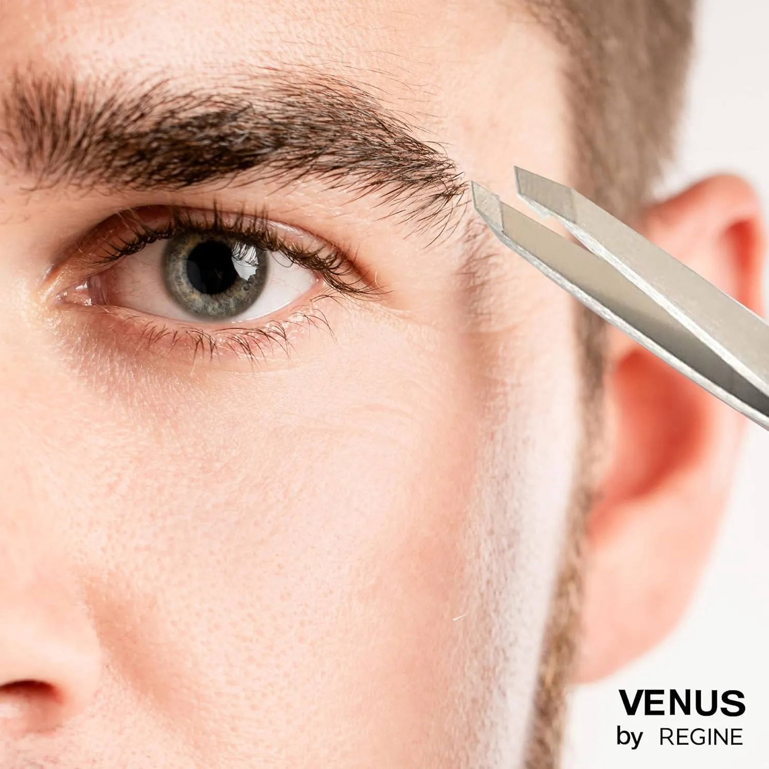Venus by Regine Slant Tweezers - Handmade Precision Tool for Women & Men, 25-Degree Angle for Shaping Eyebrows & Grooming Facial Contours, Suitable for Eyebrow & Facial Hair Removal (Stainless Steel)