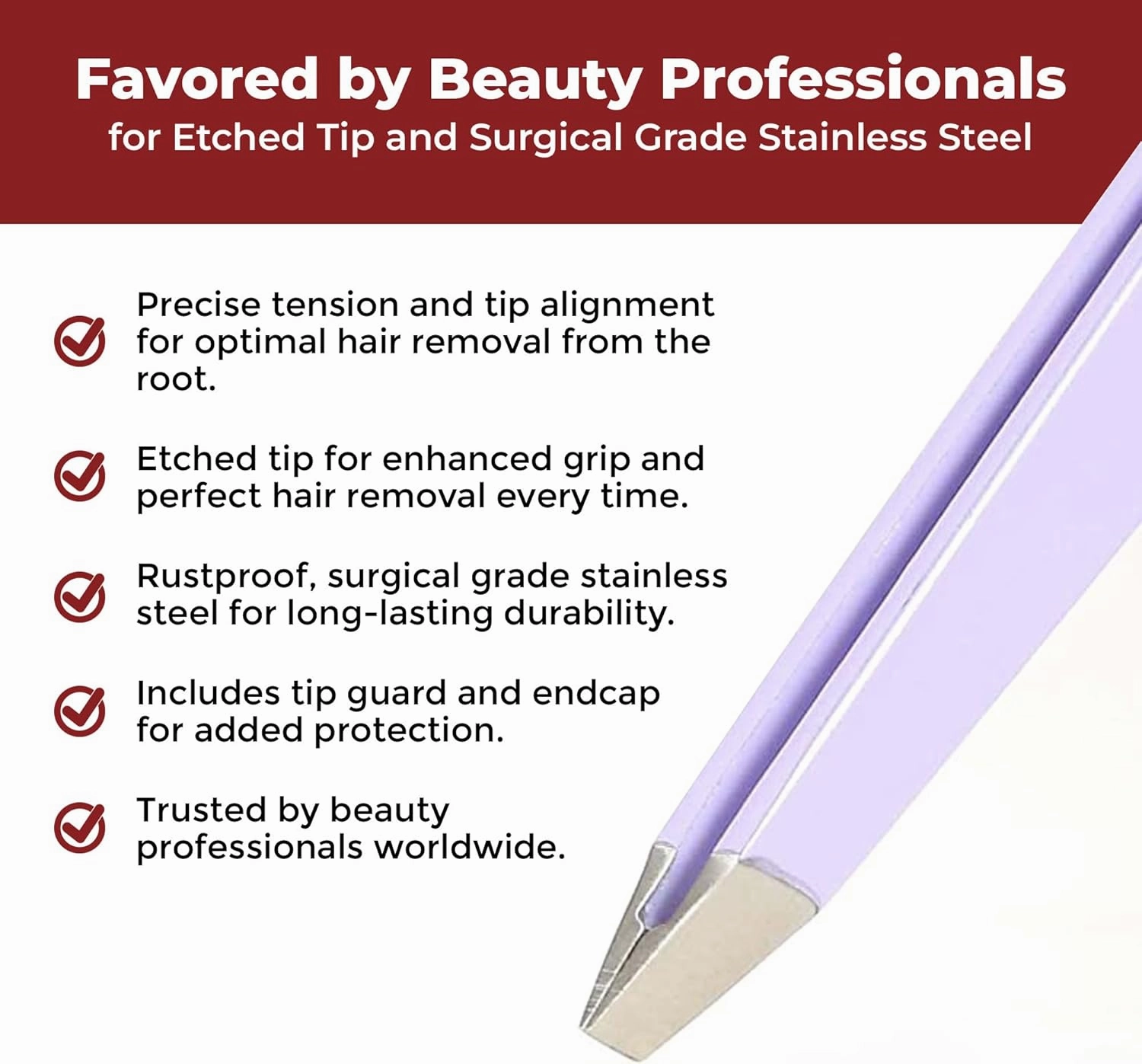 Venus by Regine Slant Tweezers - Handmade Precision Tool for Women & Men, 25-Degree Angle for Shaping Eyebrows & Grooming Facial Contours, Suitable for Eyebrow & Facial Hair Removal (Lavender)