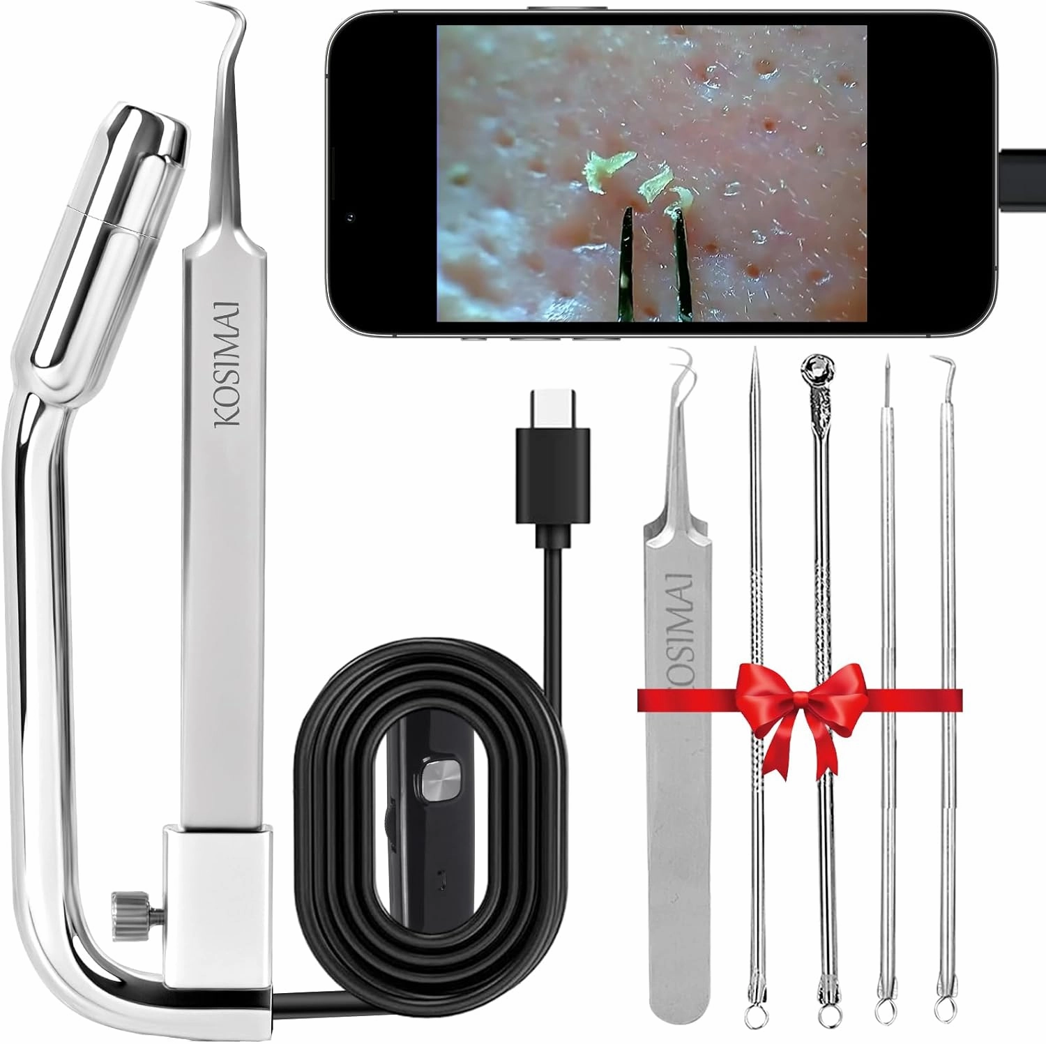 Visual Black Head Tweezer for Face Tool with Camera,HD Camera,30 Times Magnification 1080P,Suitable for Women and Men,Pore Cleaner (Mid)