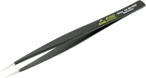 Wiha 44501 Stainless Steel Fine Point Professional ESD Precision Tech Tweezer with Static Dissipative Grip and Hypo Allergenic, 130mm Overall Length